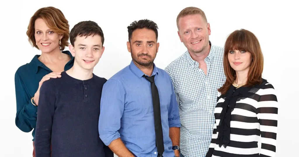 Cast of A Monster Calls 2016 movie: Lewis MacDougall, Liam Neeson, Felicity Jones, Sigourney Weaver